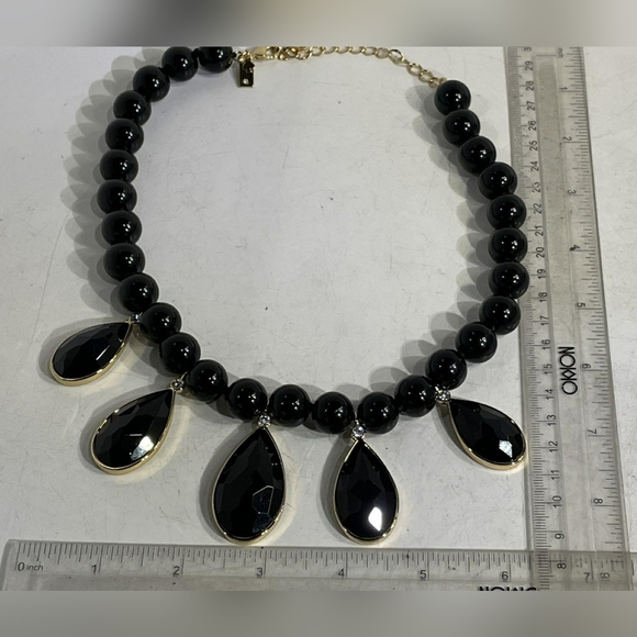 SOLD-KATE spade Black and Gold Crystal Accented Necklace - Picture 14 of 14